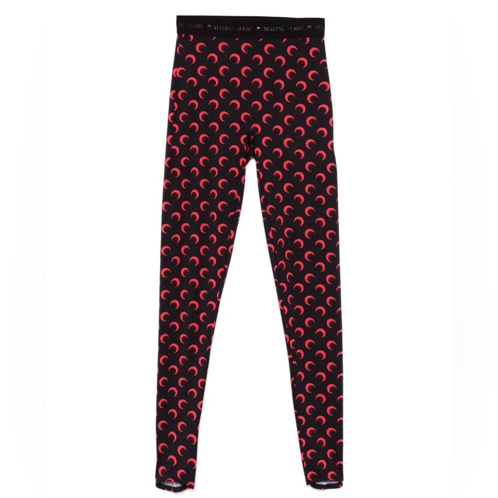 Marine Serre all-over moon monogram printed elastic waist band leggings